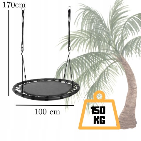 Huśtawka Ogrodowa Bocianie Gniazdo 100cm Czarna Wisząca XXL dla dzieci Huśtawka Ogrodowa Bocianie Gniazdo 100cm Czarna Wisząca XXL dla dzieci