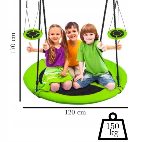 Huśtawka Ogrodowa Bocianie Gniazdo 120cm Zielona Wisząca XXL