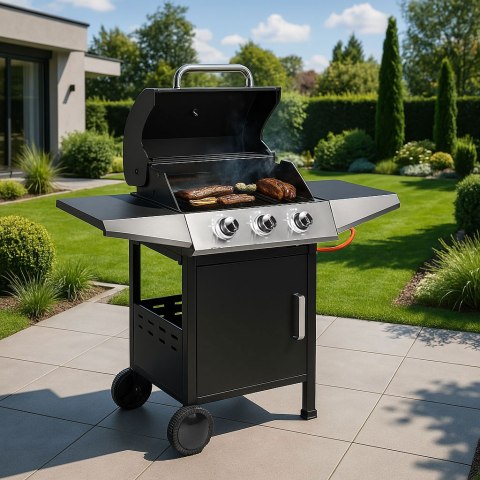 Grill gazowy ogrodowy 10.2 kW duży ruszt 3 palniki termometr reduktor MultiGarden Grill gazowy ogrodowy 10.2 kW duży ruszt 3 palniki termometr reduktor MultiGarden