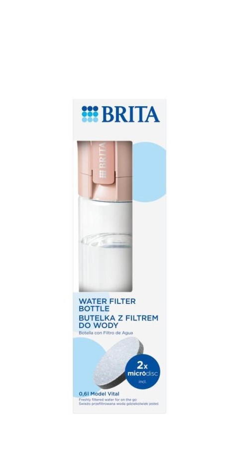 Butelka filtrująca Brita Vital pastelowa brzoskwinia 2 dyski Butelka filtrująca Brita Vital pastelowa brzoskwinia 2 dyski