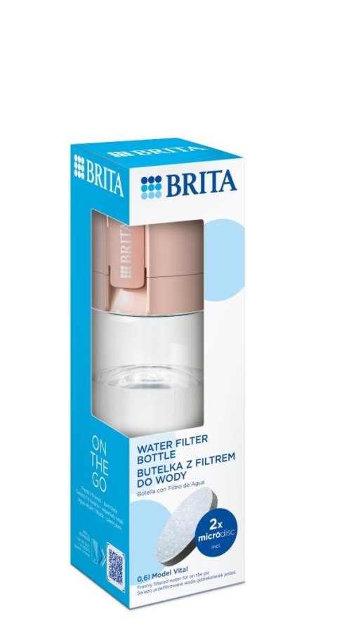 Butelka filtrująca Brita Vital pastelowa brzoskwinia 2 dyski Butelka filtrująca Brita Vital pastelowa brzoskwinia 2 dyski