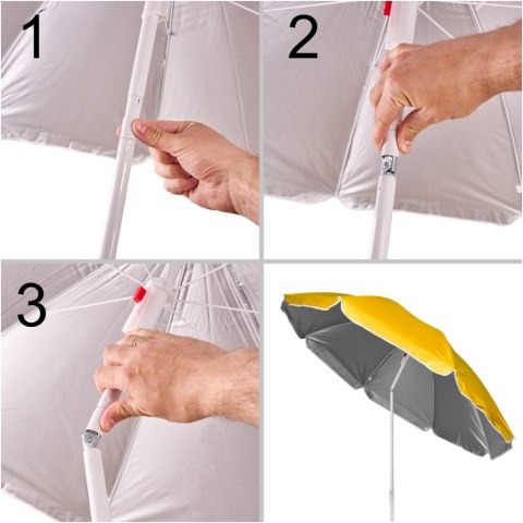 Parasol ogrodowy plażowy regulowany łamany składany UV 150cm żółty Parasol ogrodowy plażowy regulowany łamany składany UV 150cm żółty